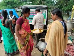 A neighborhood food distribution stall